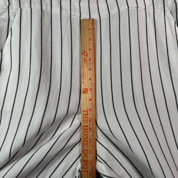 Loft Womens Linen Blend Jumpsuit XL White Black Stripe Sleeveless Wide Leg Boho - Picture 7 of 11